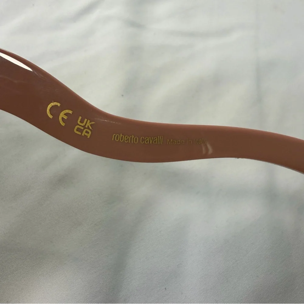 ROBERTO‎ CAVALLI SRC054 Sunglasses Pink Frame Brown Lenses Gold Serpent NIB